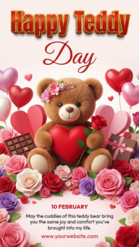 White Teddy Day Celebration Instagram Story template