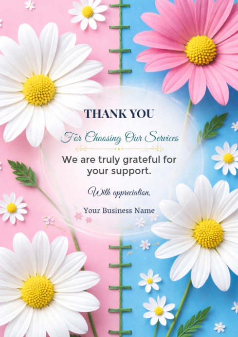 Plantilla de White Thank You Card A4 | PosterMyWall
