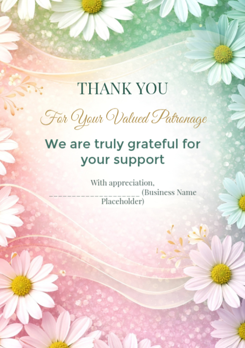 Copy of White Thank You Card A4 | PosterMyWall