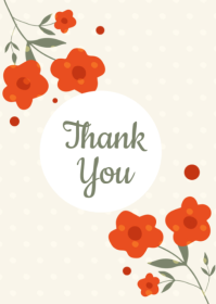 White Thank You Card Ditsy Floral A6 template