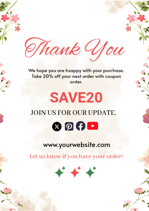 Plantilla de White Thank You Coupon A4 | PosterMyWall