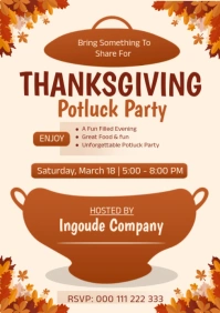 White Thanksgiving Potluck Party A4 template