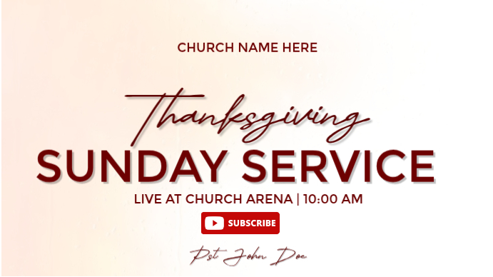 White Thanksgiving Sunday Service YouTube Thumbnail Template | PosterMyWall