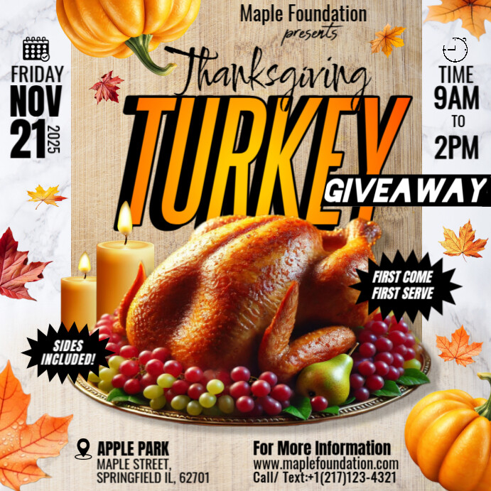 Copy of White Thanksgiving Turkey Giveaway Design Template | PosterMyWall