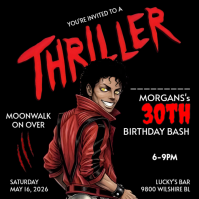 White Thriller Inspired Michael Jackson Birthday Invitation-Printable-Editable Instagram na Post template