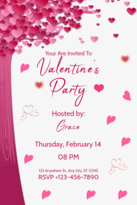 White Tipografi Valentine's Pink Poster template