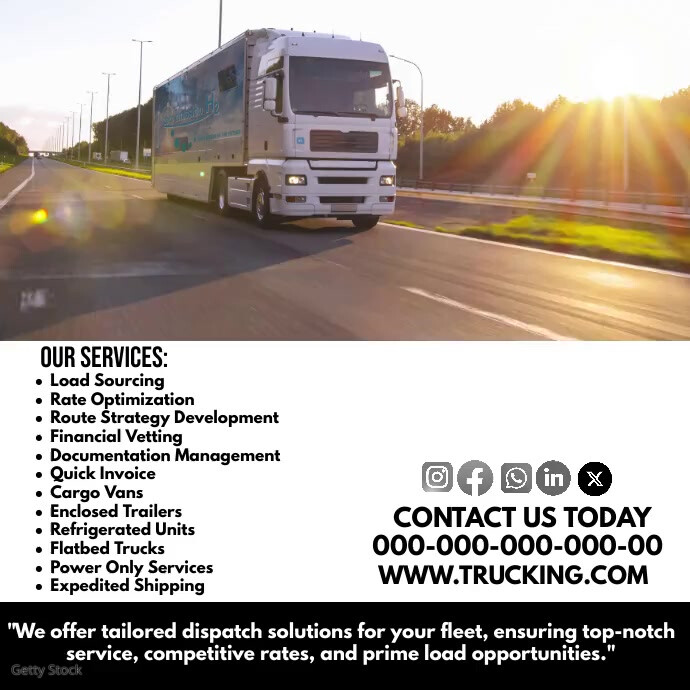 White Trucking Dispatch Instagram Post Template | PosterMyWall