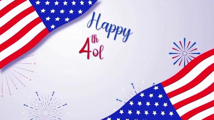 White Typographic 4th Of July Celebration  Digital Display (16:9) template