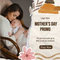 White Typographic Abstract Modern Mother's Day Special Offer Promo  Gray And Deep Brown Background I Instagram Post template