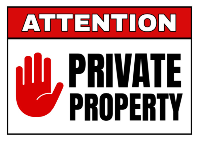 White Typographic Attention Private Property Warning Posters  Postcard template