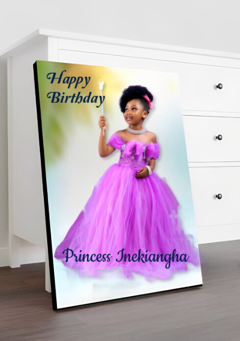 White Typographic Birthday Frame  A4 template