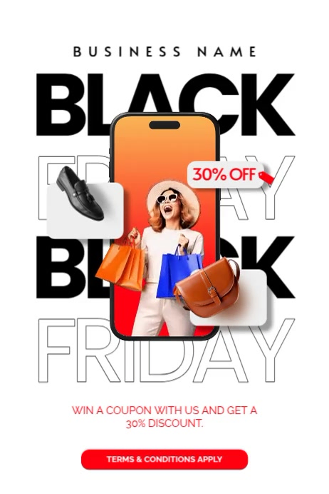 White Typographic Black Friday Ad Poster Template | PosterMyWall