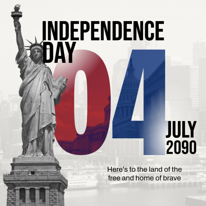 White Typographic Blue Red Bold Modern Freedom Statue Usa Instagram Post Instagram-Beitrag template