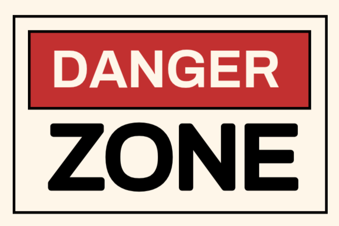 White Typographic Caution And Warning Signal Label Template | PosterMyWall