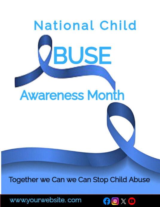 White Typographic Child Abuse Awareness Month Flyer (us Letter) template