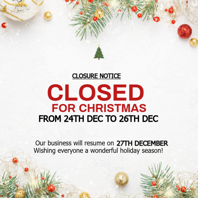 Copy of White Typographic Christmas Closure Notice Instagram Post ...