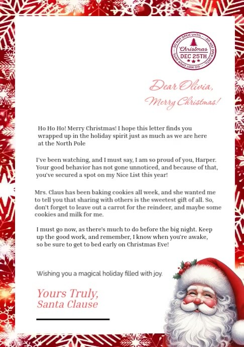 White Typographic Christmas Wish List A4 template