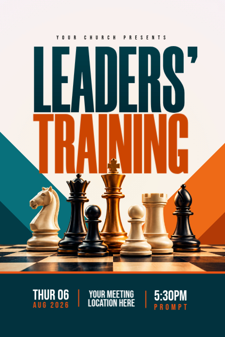 White Typographic Church Leadership Training Poster Template | PosterMyWall