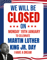 White Typographic Closed For Martin Luther King Day  Poster/wallboard template