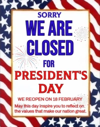 White Typographic Closed For President Day  Poster/wallboard Poster/Wandzeitung template