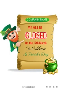 White Typographic Closed For St Patrick's Day Pinterest Graphic template