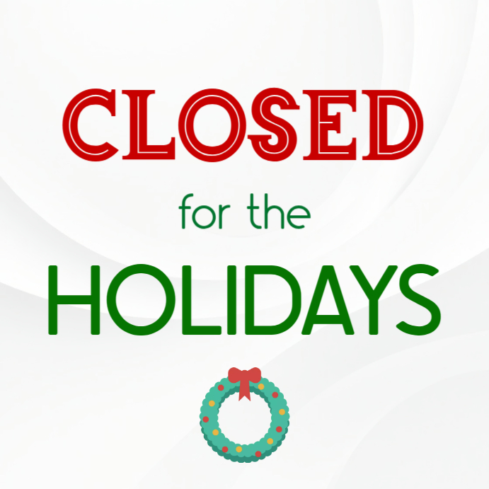 Plantilla de White Typographic Closed Holidays Business Notice Signage ...
