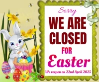 White Typographic Closed On Easter Sunday  Medium Rectangle Średni prostokąt template