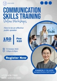 White Typographic Communication Skills Training Workshop A5 template