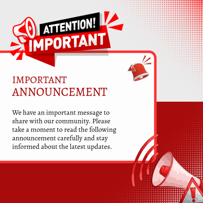 White Typographic Community Announcement Instagram Post Template ...