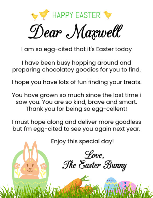 White Typographic Easter Bunny Letter Flyer (us Letter) 传单(美国信函) template