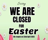 White Typographic Easter Closed Announcement  Large Rectangle Rectángulo Grande template
