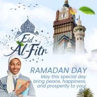 White Typographic Eid Fitr Celebration  Instagram Post template