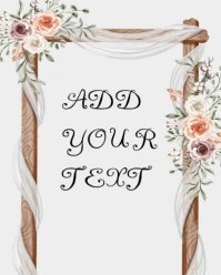 White Typographic Elegant Floral Wedding Frame Template – Editable Rustic Invitation Or Greeting Des Instagram Portrait