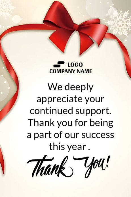 Plantilla de White Typographic End Of Year Thank You Customer Poster ...
