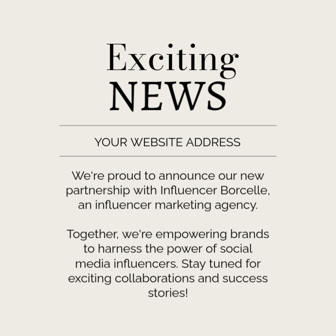 White Typographic Exciting News Posters Instagram Post Template ...