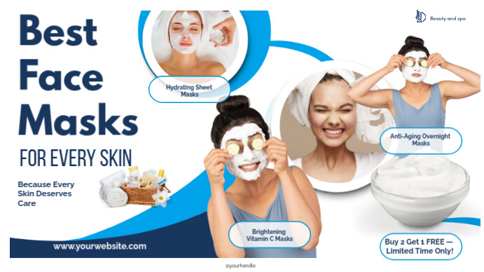 White Typographic Face Mask Beauty And Spa Digital Display (16:9) template
