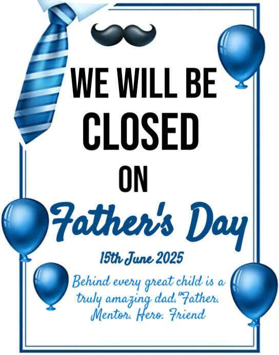 White Typographic Father’s Day Announcement Poster/wallboard 海报/墙板 template