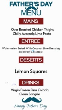 White Typographic Father’s Day Menu Video Digital Display (9:16) template