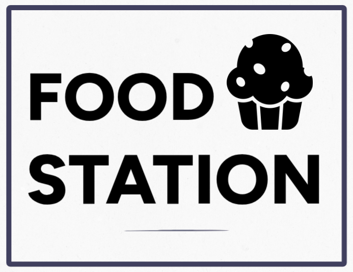 Food Post Layout Plantilla de White Typographic Food Station Sign Party Event Buffet ...