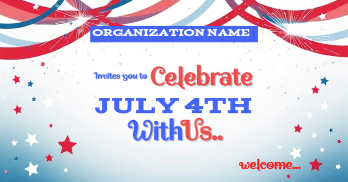 White Typographic Fourth Of July Facebook Event Cover template