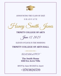White Typographic Graduation Announcement Invite Invitation Card Facebook Whatsapp Flyer Instagram P template