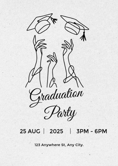 White Typographic Graduation Party Invitation Flyer A6 Template ...