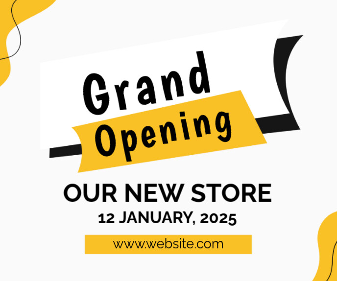 White Typographic Grand Opening Ceremony Posters  Large Rectangle Retângulo grande template