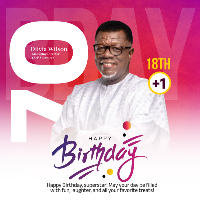 White Typographic Happy Birthday  Instagram Post template