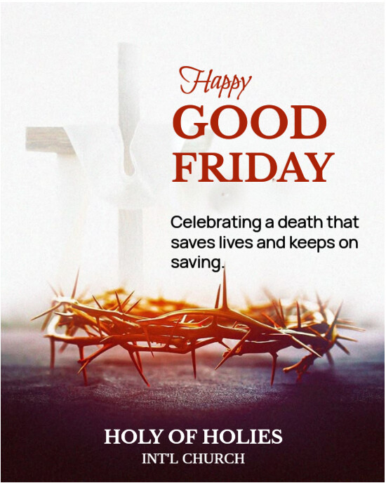 White Typographic Happy Good Friday Template White  And Black Background Instagram Portrait
