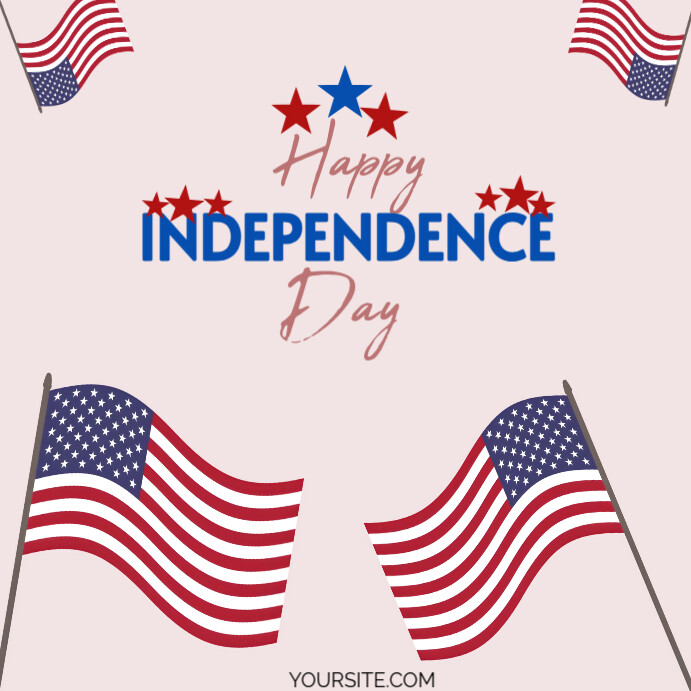 White Typographic Happy Independence Day Flyer Design  Instagram Post template