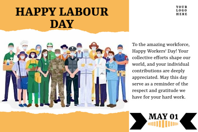 Copy of White Typographic Happy Labour Day Poster | PosterMyWall