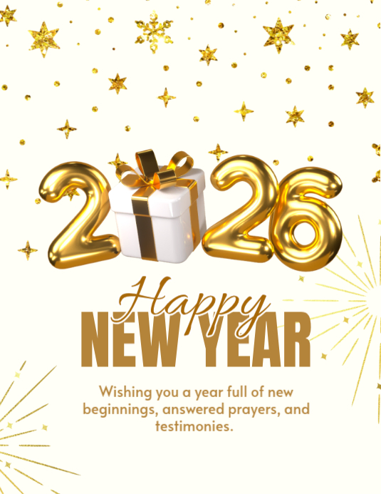 White Typographic Happy New Year 2026 Flyer (us Letter) Template ...