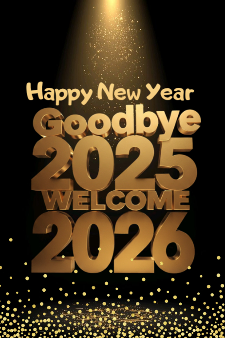 White Typographic Happy New Year 2026 Poster Template | PosterMyWall