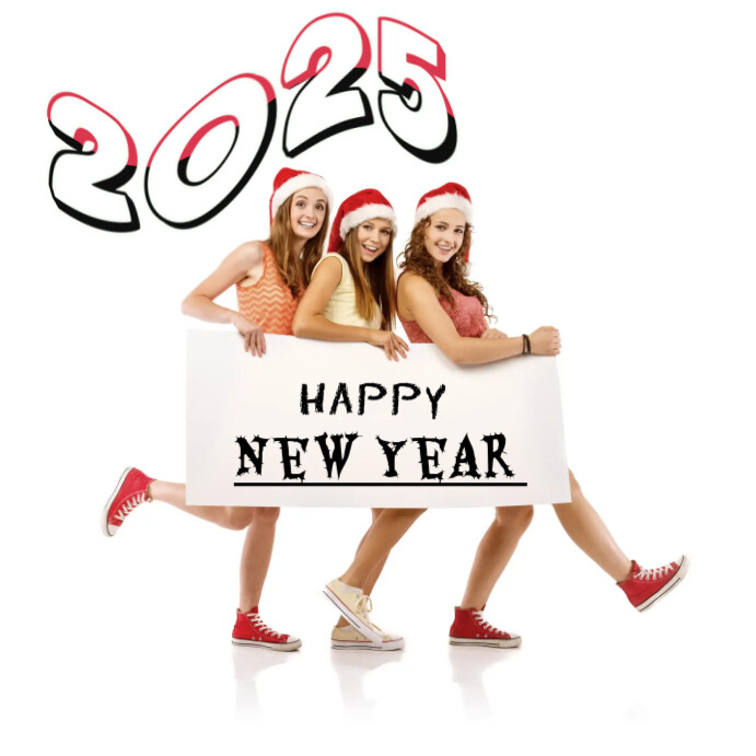 White Typographic Happy New Year Instagram Post Template | PosterMyWall